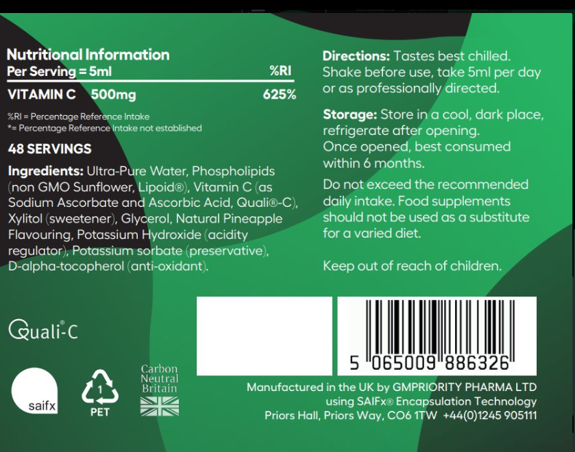 Liposomal Vitamin C LVC4 Pineapple Flavour - Ethanol Free